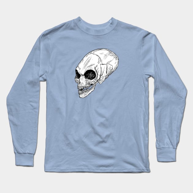 Crystal Skull -  Sketch Long Sleeve T-Shirt by Buff Geeks Art